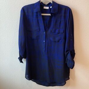 New York & Company Blue Checkered Shirt